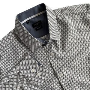 Rosso Milano Italy Modern Fit Allover Print Dress Shirt Gray XL 17.5